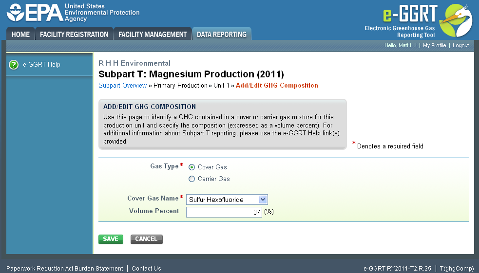 Subpart T: GHG Composition Step 2 - Volume Percent